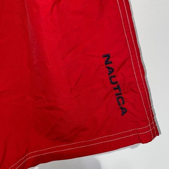 Nautica Men's Quick-Dry Solid Swim Trunk Red Size Large - Picture 4 of 12